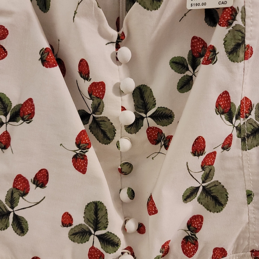 Anthropologie Cecily Strawberry Midi Length Dress - Picture 3 of 4